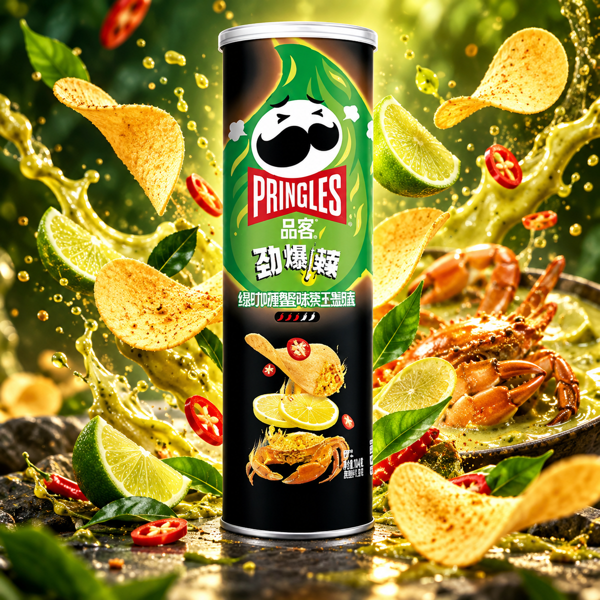 Pringles Chilli Lemon Crab – Kartoffel-Snack mit Chili-Zitronen-Krabben-Geschmack 110 g