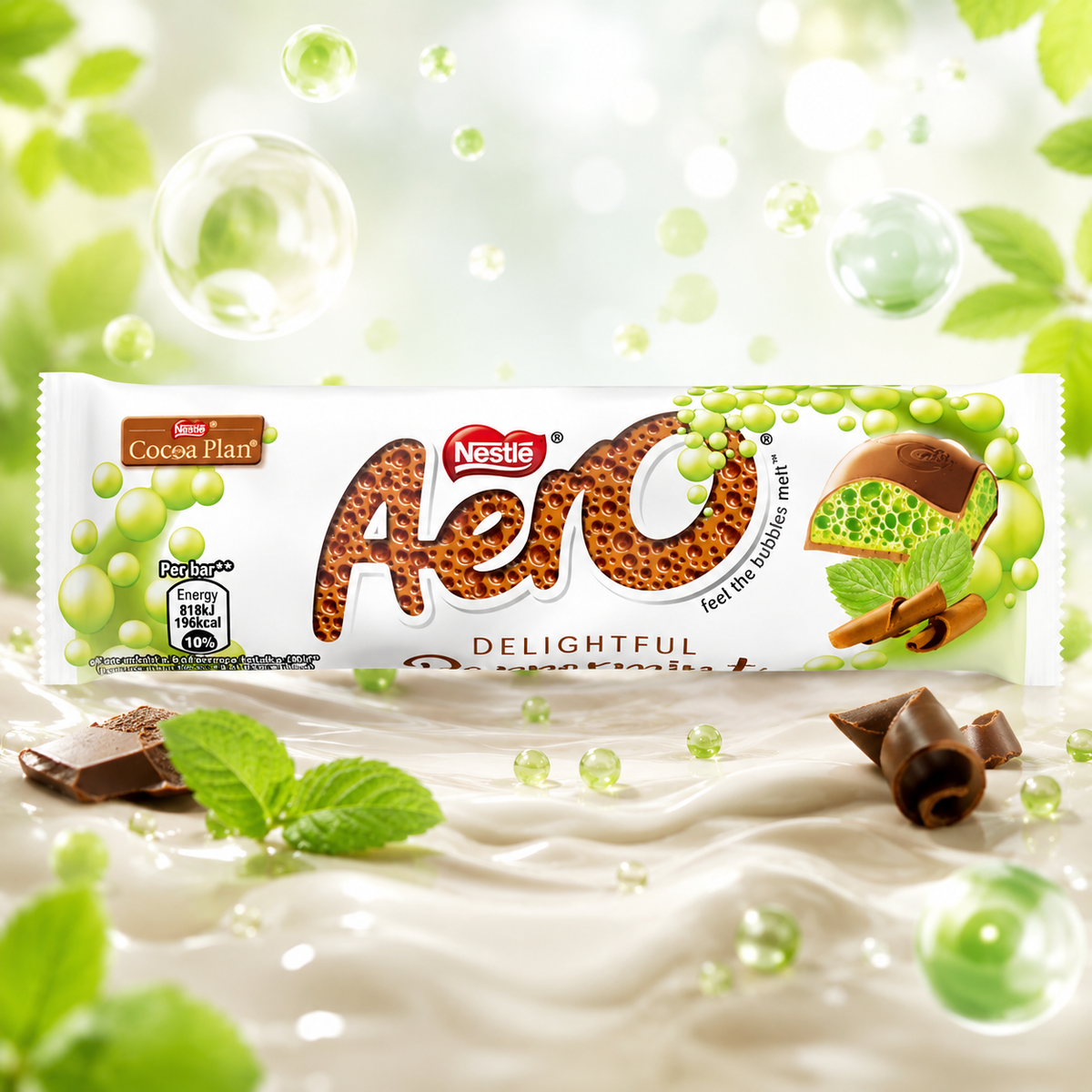 Aero Delightful Peppermint 36g – Minz-Schokoladenriegel mit Luftbläschen