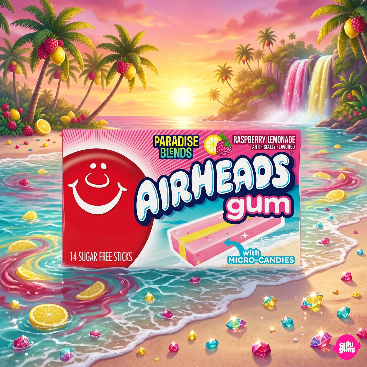 Airheads Gum Raspberry Lemonade 34 g – Zuckerfreier Kaugummi mit Himbeer-Zitronenlimonaden-Geschmack