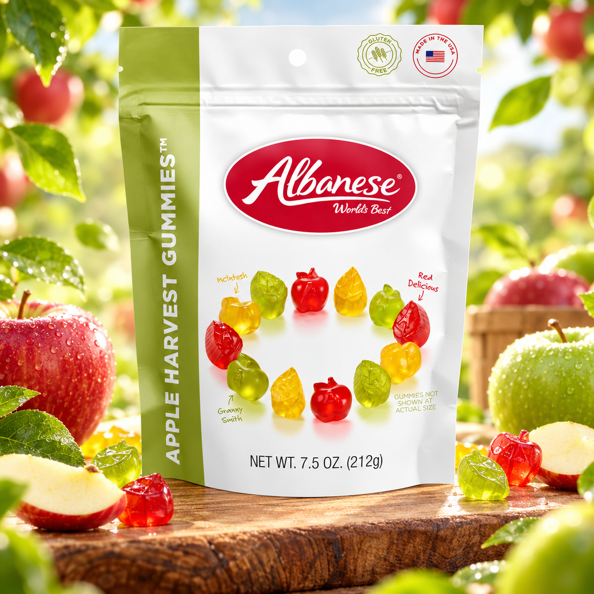 Albanese Apple Harvest Gummies – Amerikanische Apfel-Gummibärchen-Auswahl für den Herbst 212 g