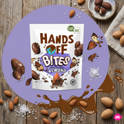 Hands Off Bites Mandel 130 g - Knusprige gesalzene karamellisierte Mandeln mit Schokoladenüberzug