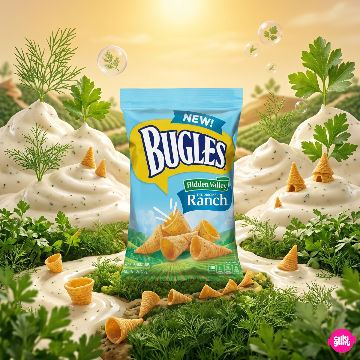 Bugles Hidden Valley Ranch 85 g – Ranch Ízű Kukoricás Snack Kúpok