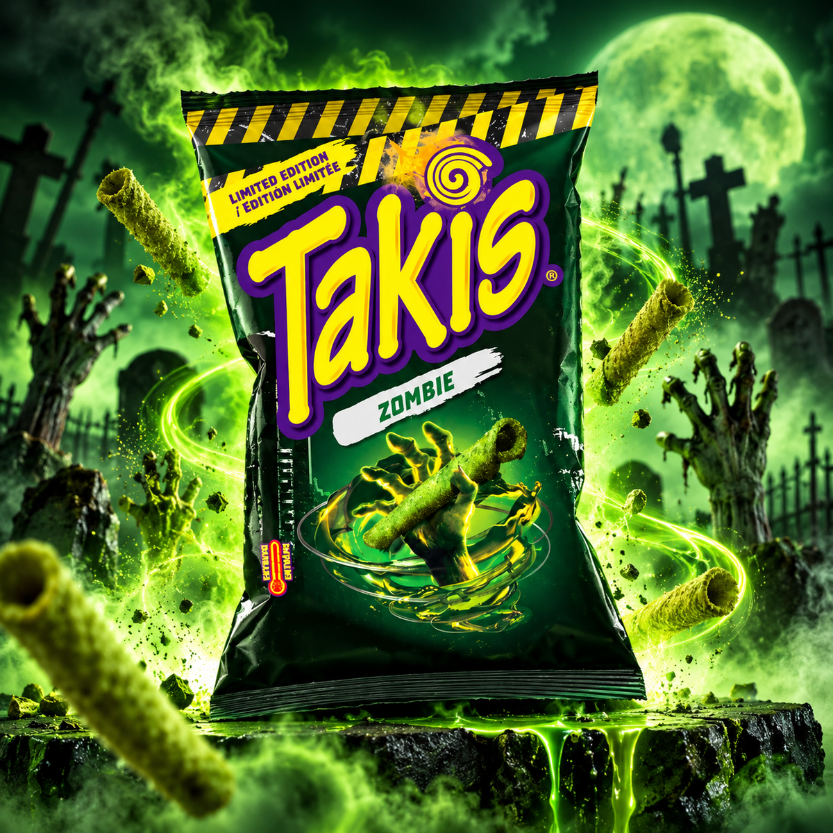 Takis Zombie – Scharfer Maissnack mit Habanero-Chili-, Gurken- und Limettengeschmack 90 g