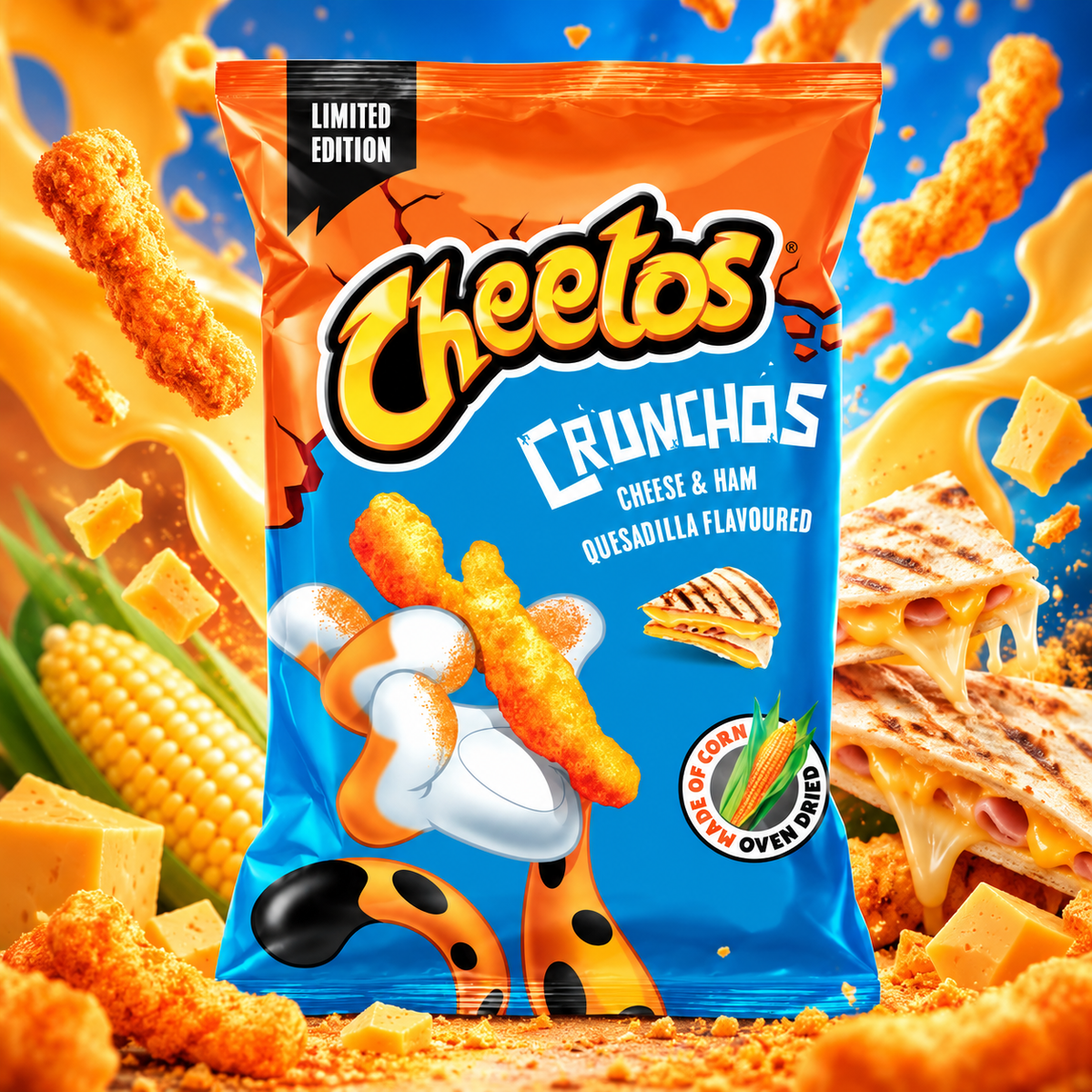 Cheetos Crunchos Ham & Cheese – Knuspriger Mais-Snack mit Schinken-Käse-Geschmack 85 g