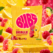 BUBS Skalle Lemon Raspberry 155 g – Savanyú citromos-málnás koponya gumicukor – lejárat: 2028.02.29.