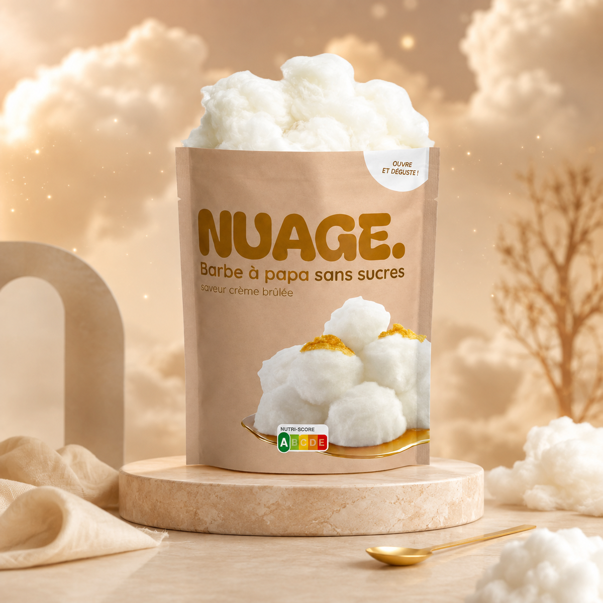 Nuage Zuckerwatte mit Crème Brûlée-Geschmack 20 g – Crème Brûlée Candy Floss