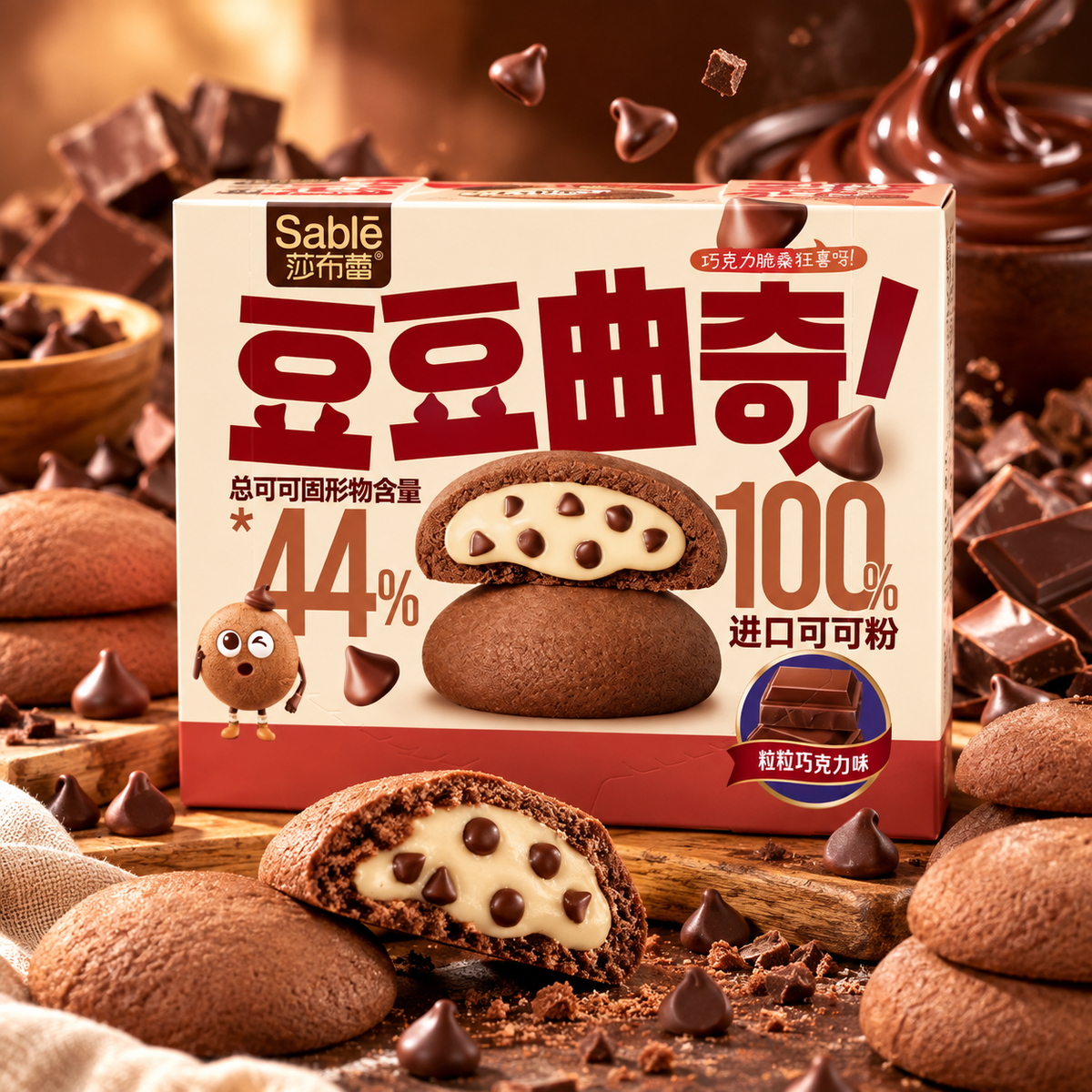 Sable Chocolate Bean Cookies – Csokoládés-vajas keksz tejkrémes töltelékkel 96 g