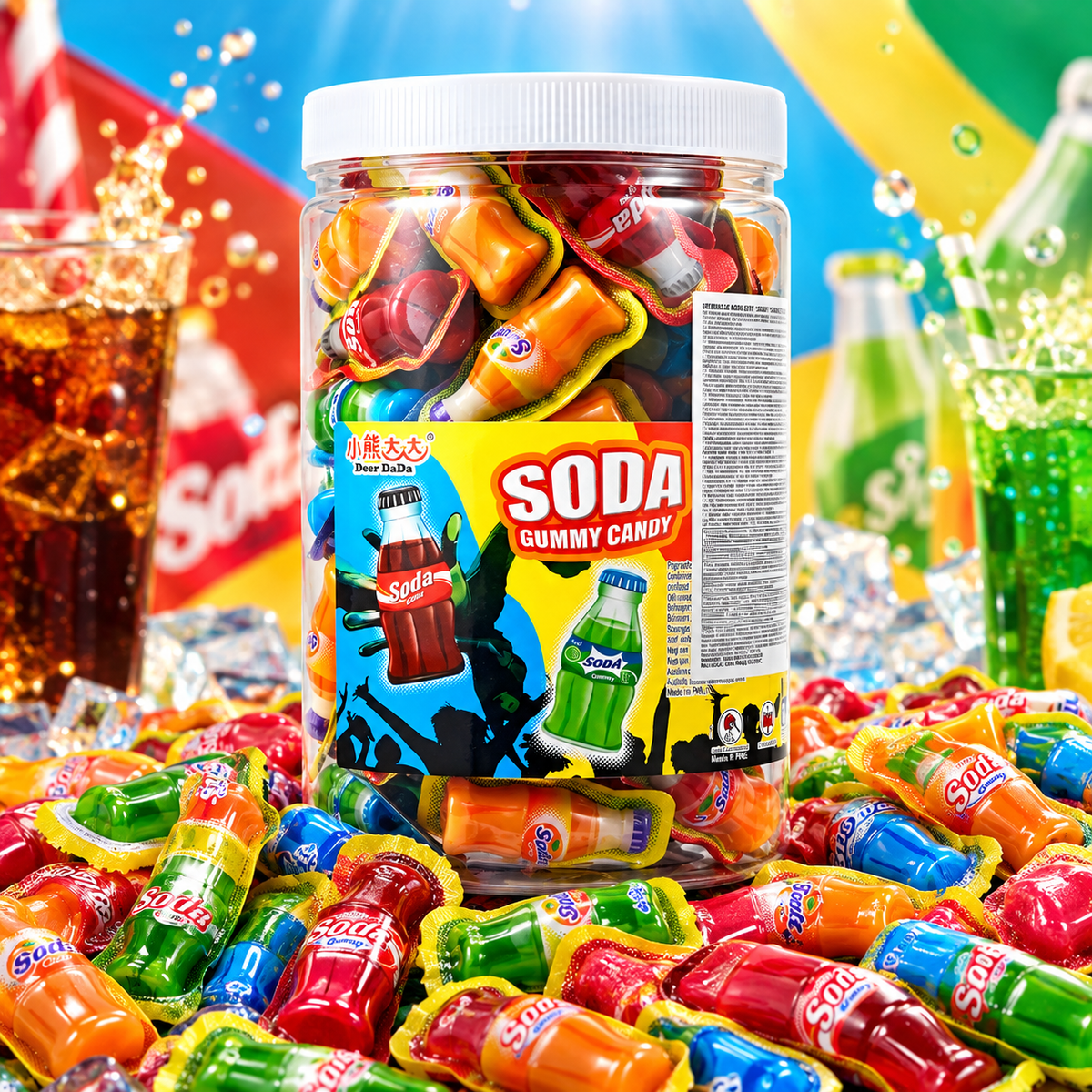 Deer Dada Soda Soft Gummy Candy – Őszibarack- és licsiízű puha gumicukor 10 g