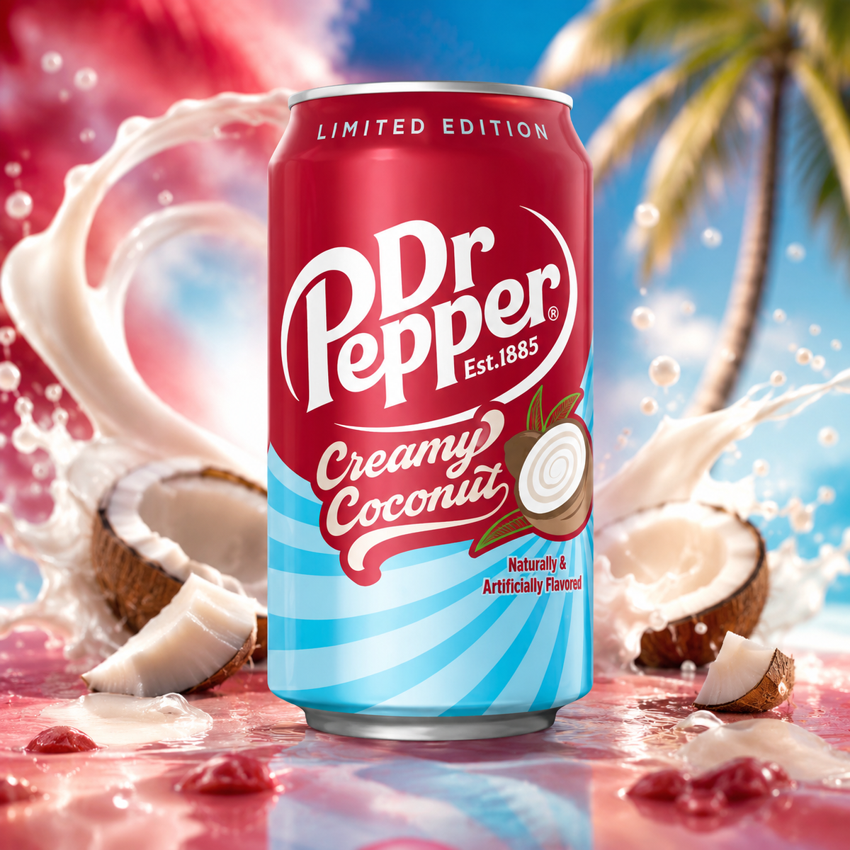 Dr Pepper Creamy Coconut 355 ml – Coconut Flavored, Caffeinated Carbonated Soft Drink