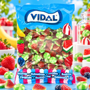 Vidal Filled Twisted Cones – Töltött epres csavart tölcsér gumicukor 1 kg - lejárat: 2028.05.22