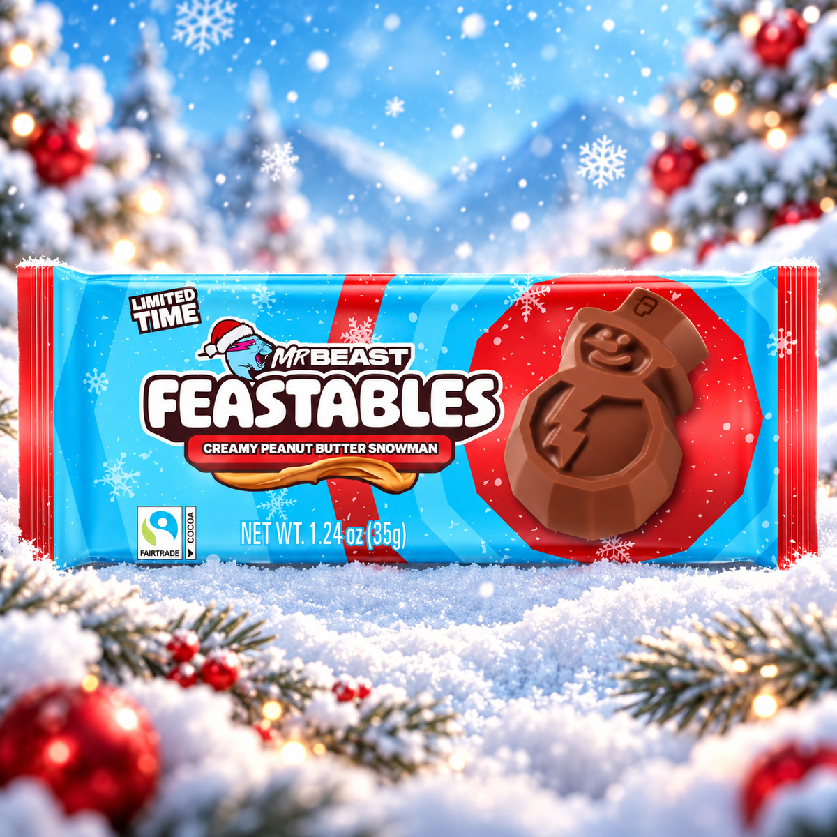 Feastables Snowman Cup – Tejcsokoládé krémes földimogyoróvajjal 35 g