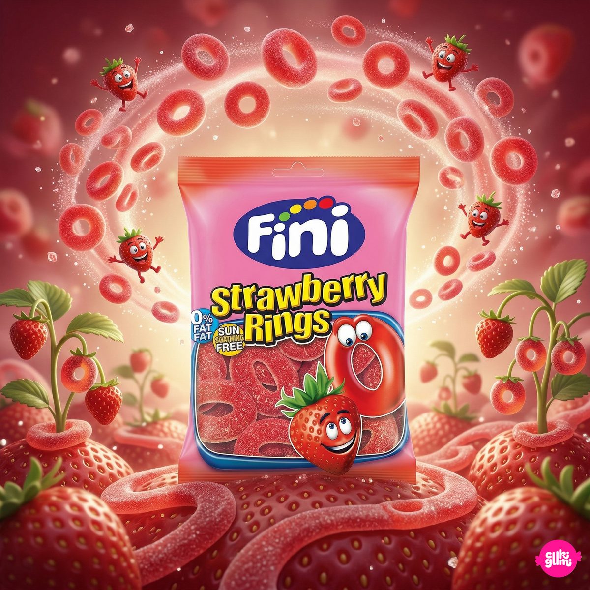 Fini Halal Strawberry Rings 75 g – Gummiringe mit Erdbeergeschmack