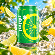 Poppi Lemon Lime – Zitronen-Limetten-Erfrischungsgetränk mit Fruchtfleisch und Kohlensäure 330 ml