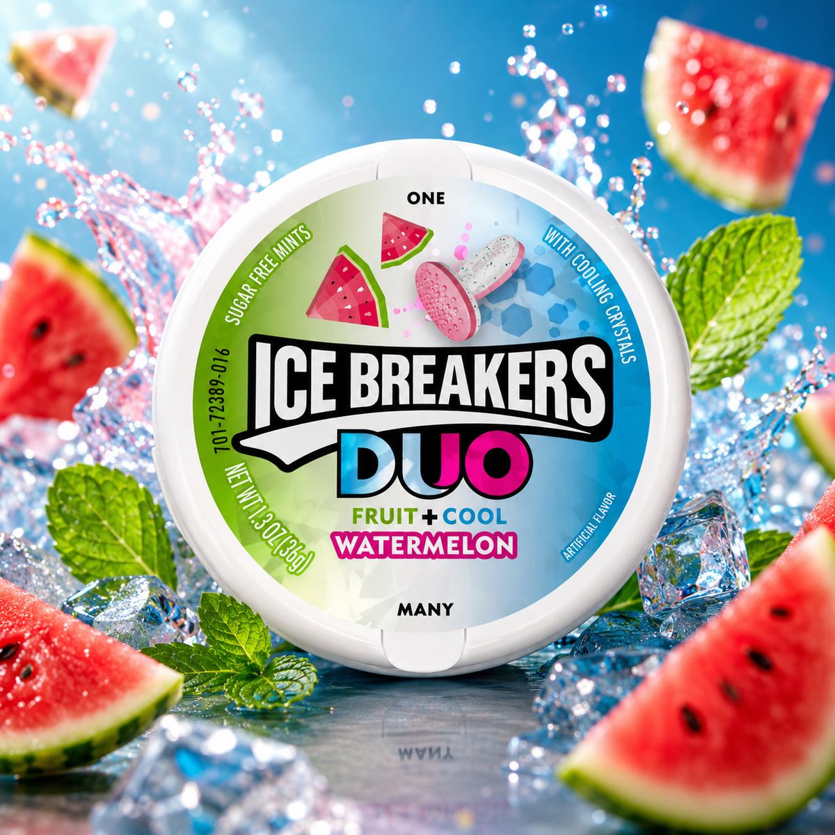 Ice Breakers Mints Duo Watermelon 36g – Zuckerfreie Wassermelone-Minz-Dragees