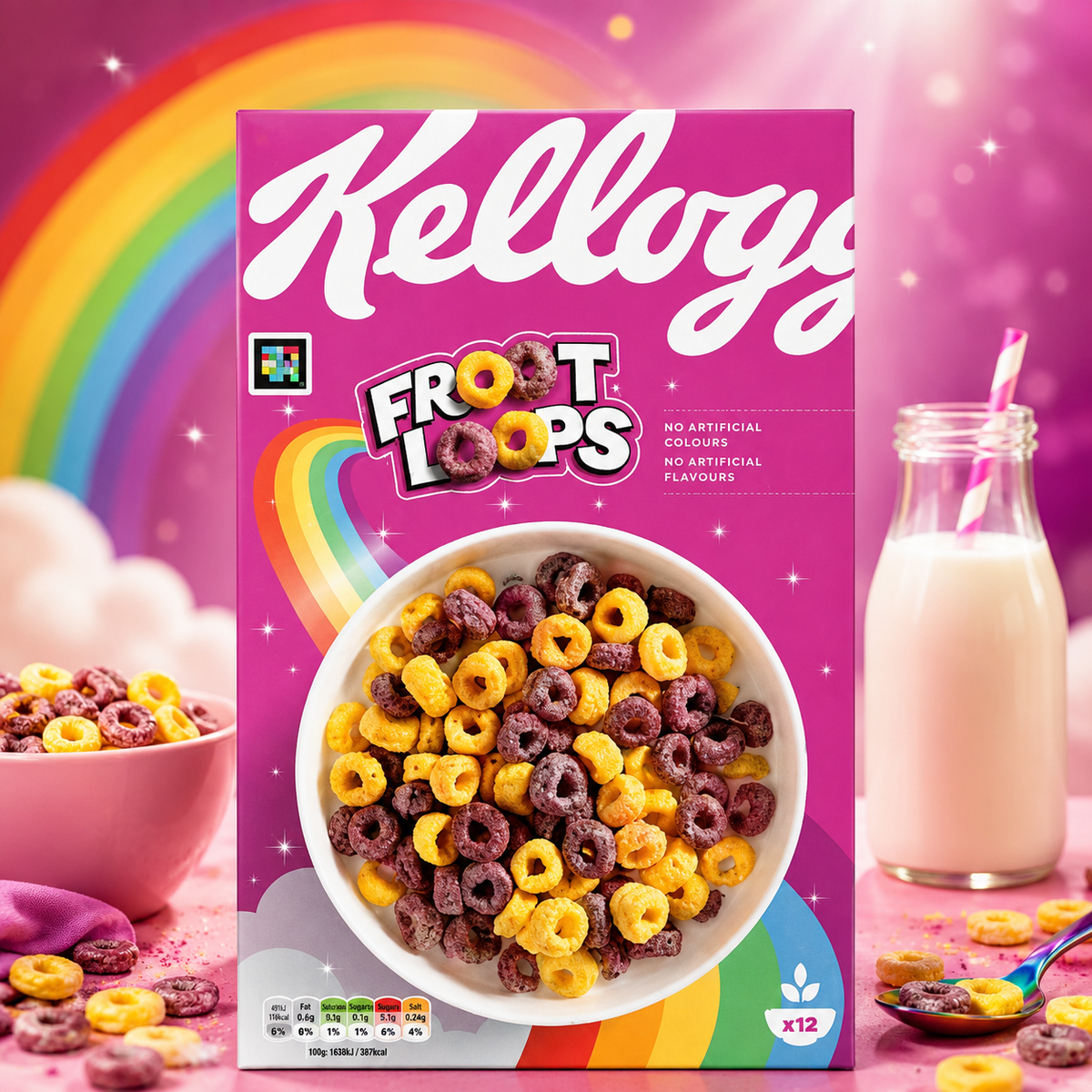 Kellogg's Froot Loops 375 g – Bunte Getreideringe mit Fruchtgeschmack