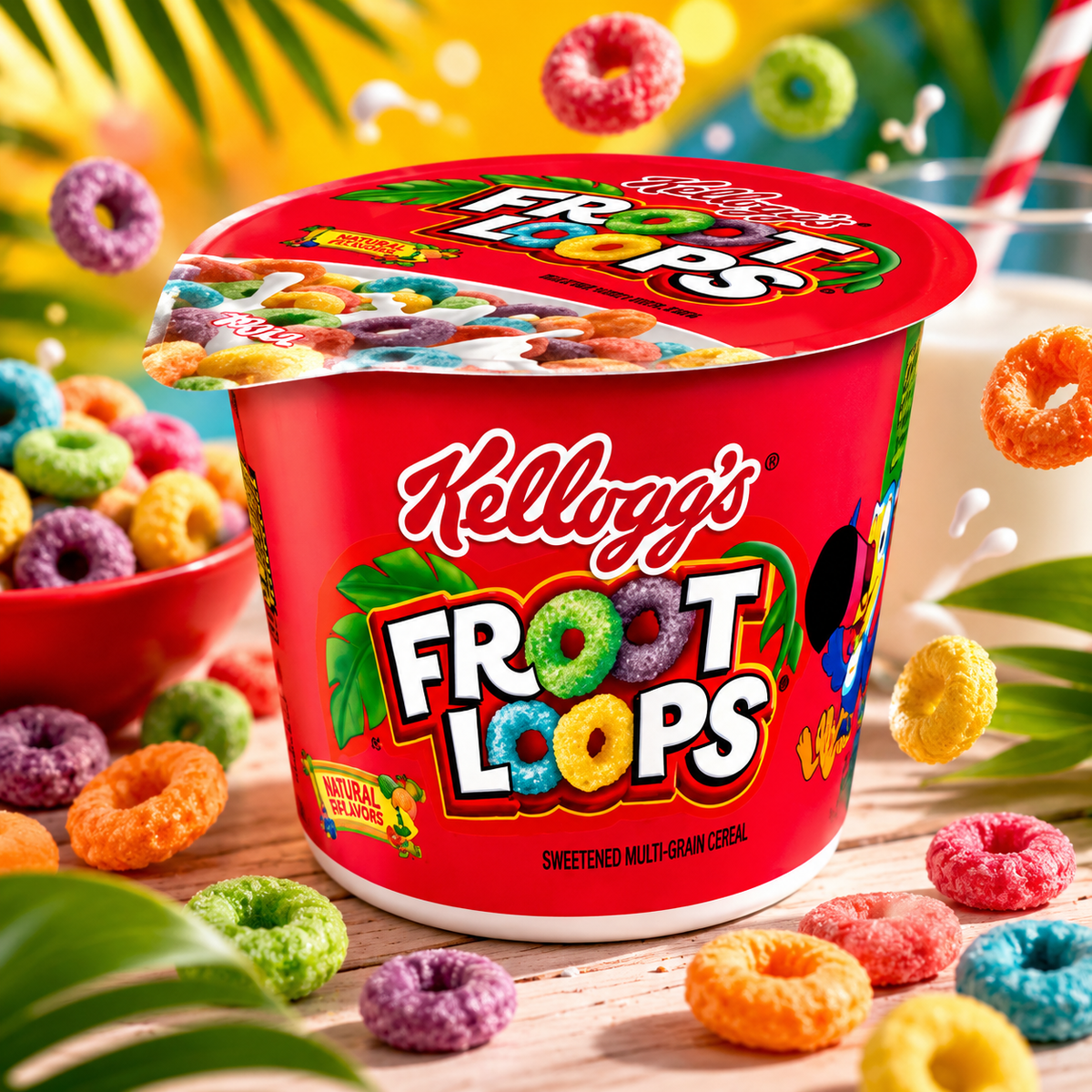 Kellogg's Froot Loops Cereal Cup 43g – Amerikanisches Müsli mit Fruchtgeschmack