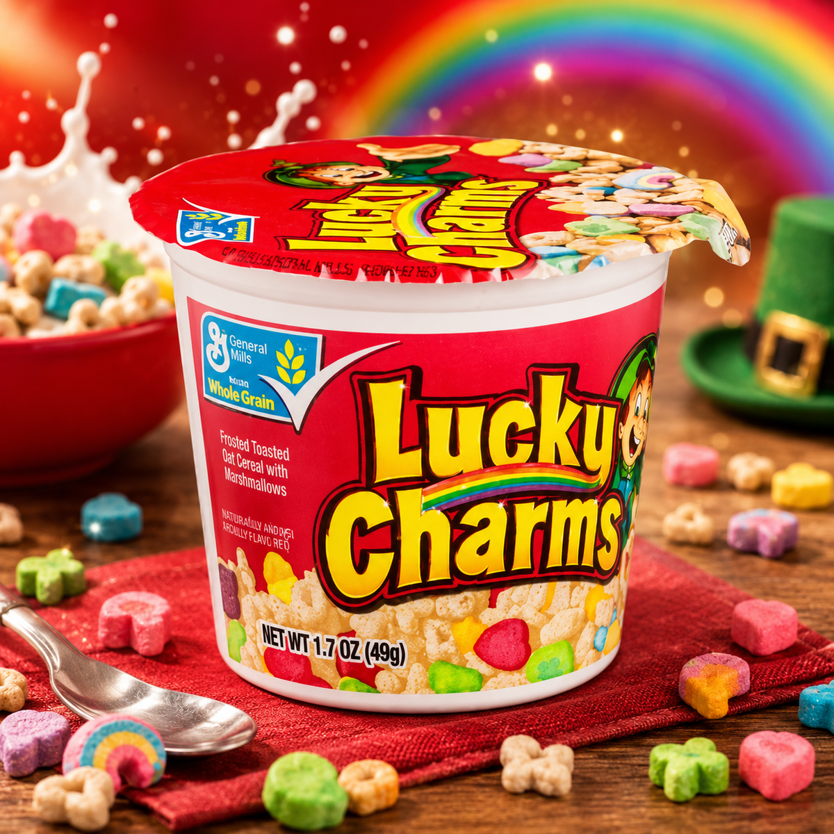 Lucky Charms Cup 49g – Amerikanisches Müsli mit bunten Marshmallow-Stücken