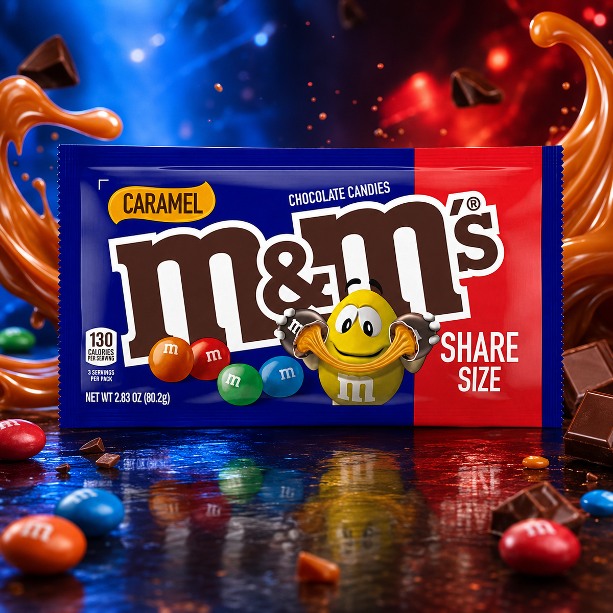 M&M's Caramel 80g – Dragées aus Milchschokolade mit Karamellfüllung