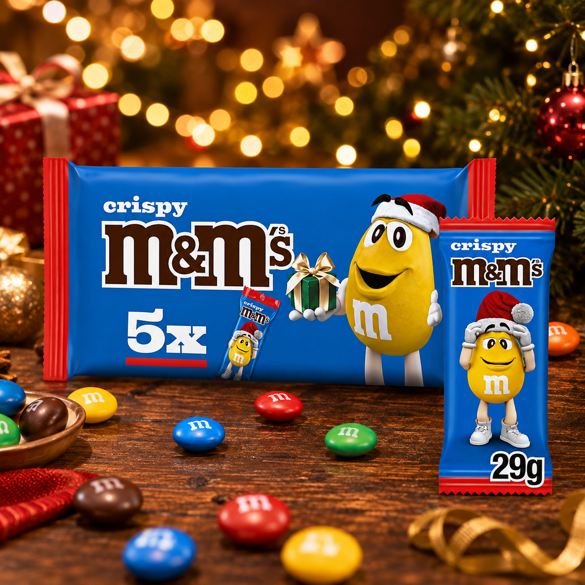 M&M's Crispy Santa 5 darab Tejcsokoládé Mikulás Válogatás 145 g