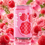 Poppi Raspberry Rose – Raspberry Rose flavored prebiotic soda 330 ml