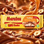 Marabou Big Taste Toffee Whole Nut – Milk chocolate filled with caramel cream and whole hazelnuts 300 g