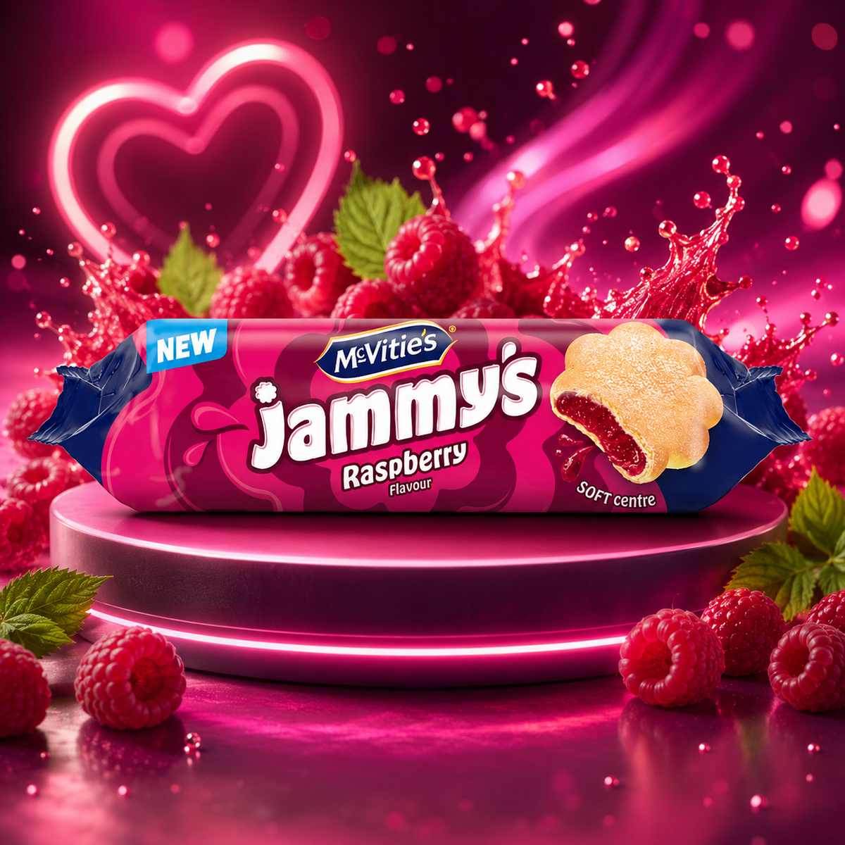 McVitie's Jammy's Himbeere 136,5 g – Mürbe Kekse mit Himbeerfüllung