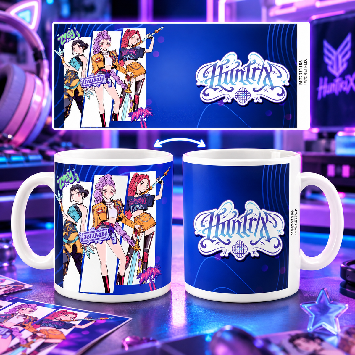 KPop Demon Hunters HUNTR/X Logo – Rumi, Mira & Zoey kerámia bögre 325 ml