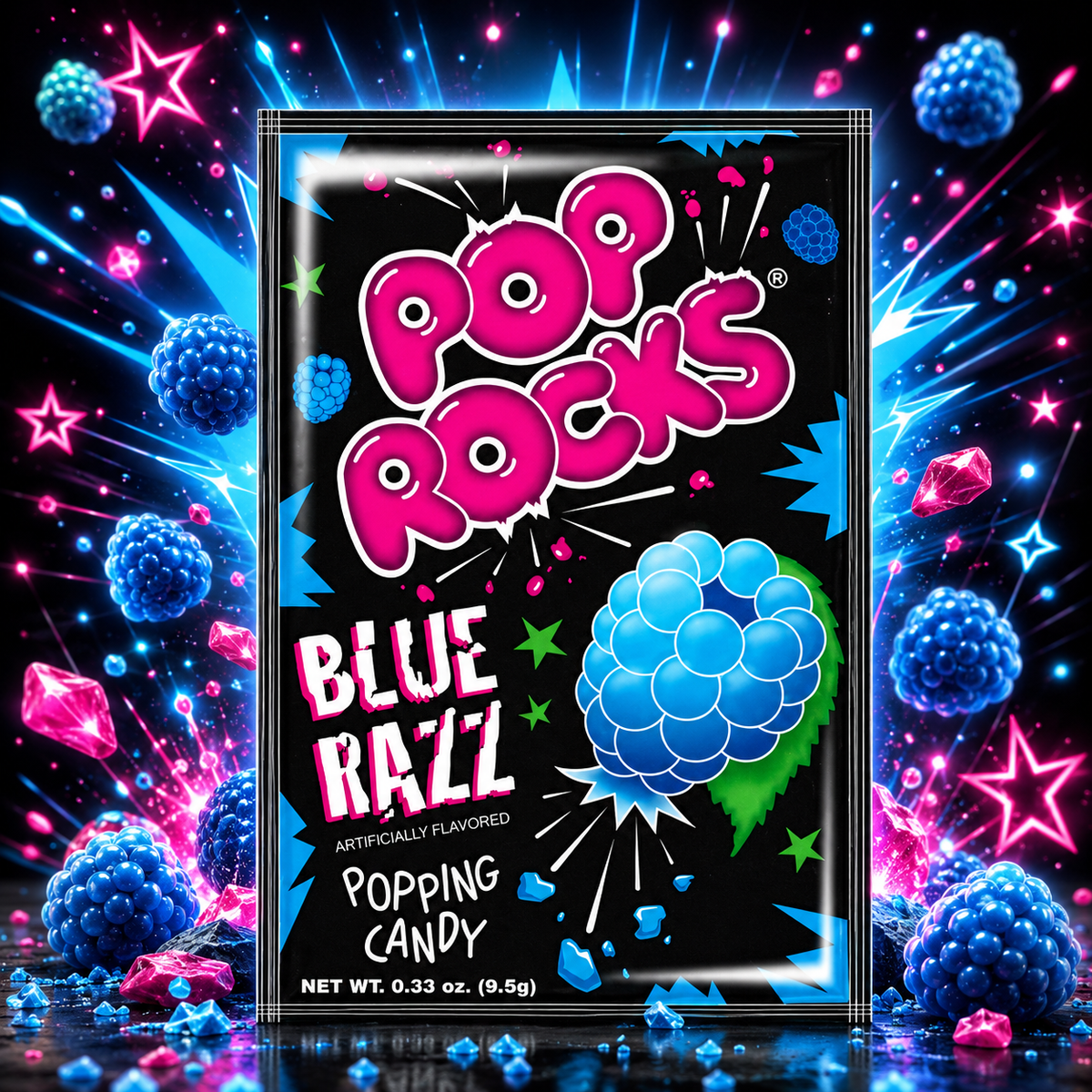 Pop Rocks Blue Razz 10g – Knisterndes Zuckerbonbon mit Blauem Himbeergeschmack
