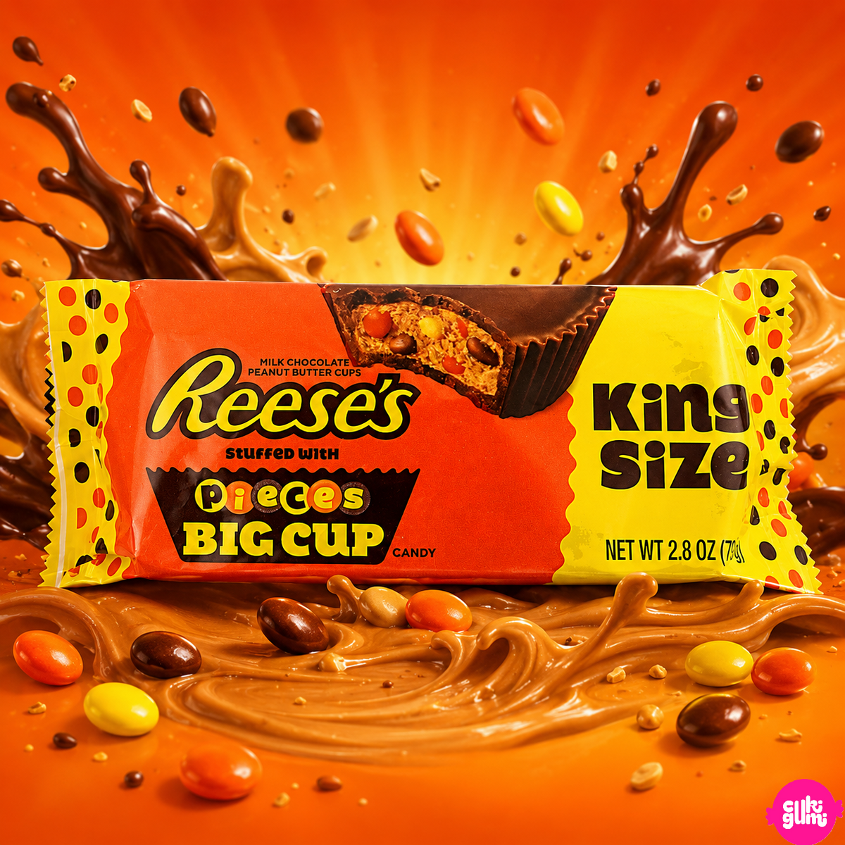 Reese's Peanut Butter Cups mit Reese's Pieces King Size 79 g – Reese's Pieces Erdnussbutter King Cup