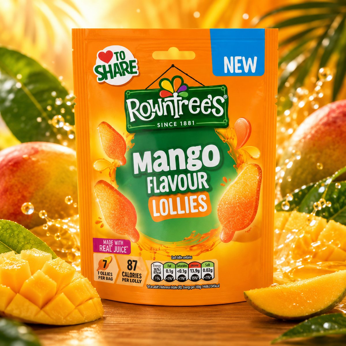Rowntree's Mango Lollies 130g – Mango Gummy Lollipops
