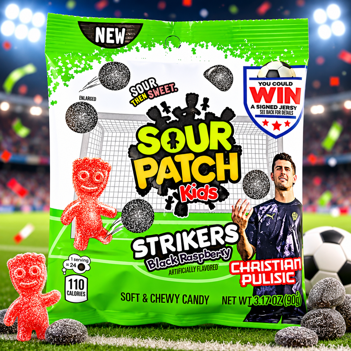 Sour Patch Kids Black Raspberry Strikers 90g – Super saure Himbeer-Kaubonbons