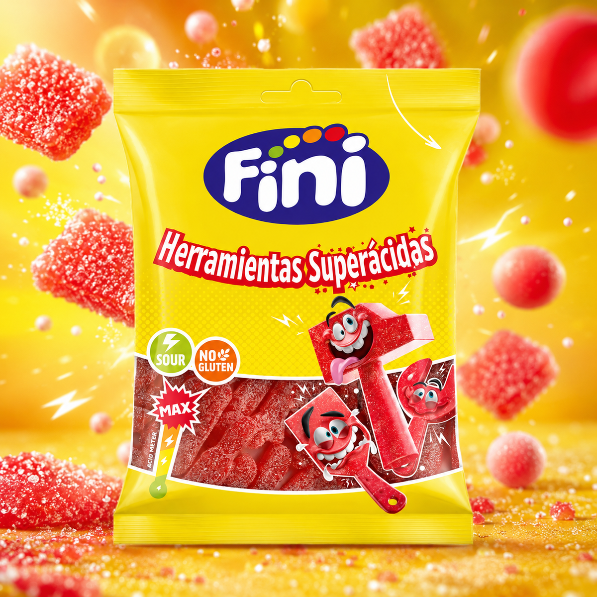 FINI Acid Strawberry Tools 80g – Saure Erdbeer-Werkzeuge Gummibonbons
