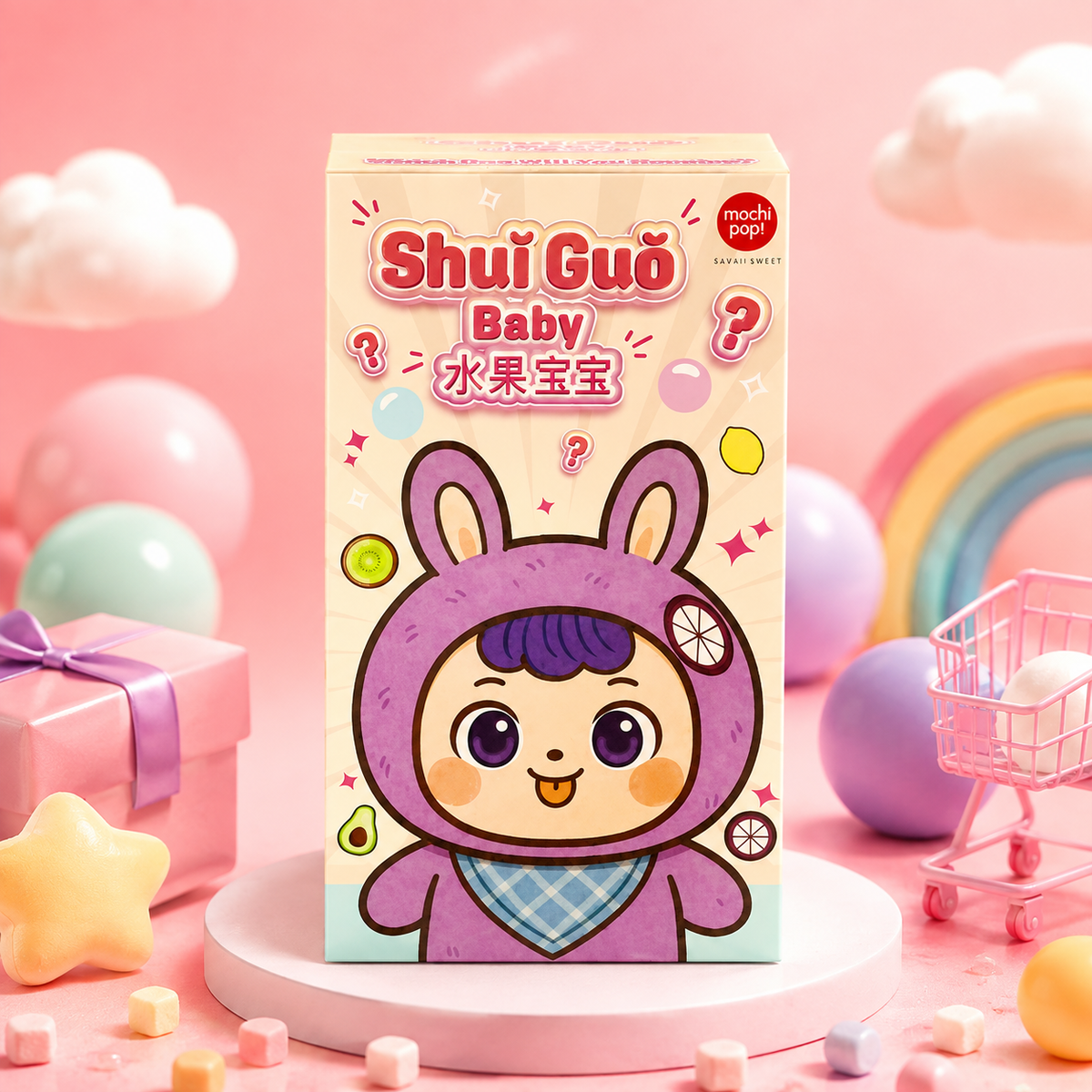 Shui Guo Baby Obstiger Kawaii Hasen Plüsch Schlüsselanhänger 14 cm – Shui Guo Baby Kawaii Bunny
