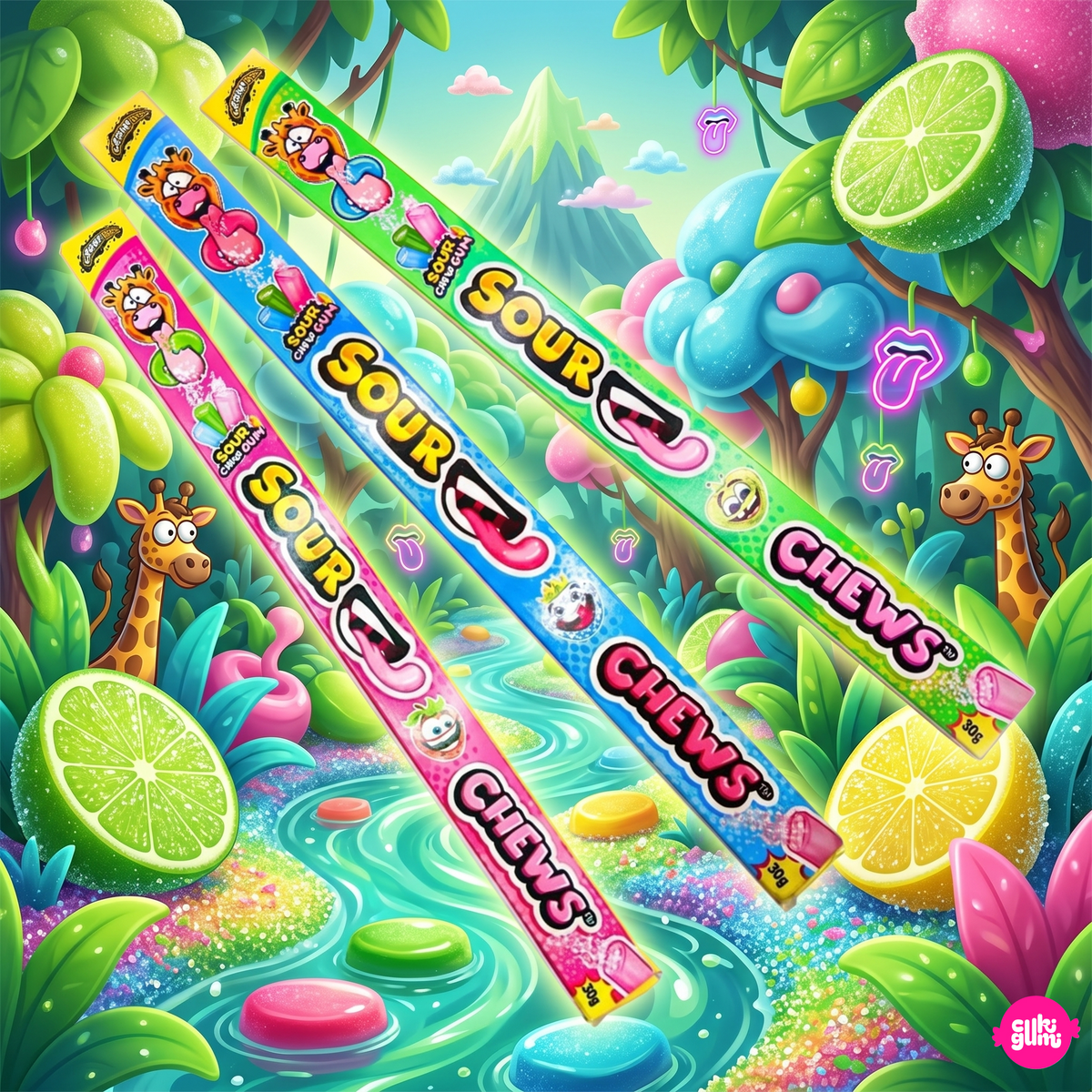 Johny Bee Sour Chews 30 g – Saure Kaustangen mit Brausepulverfüllung