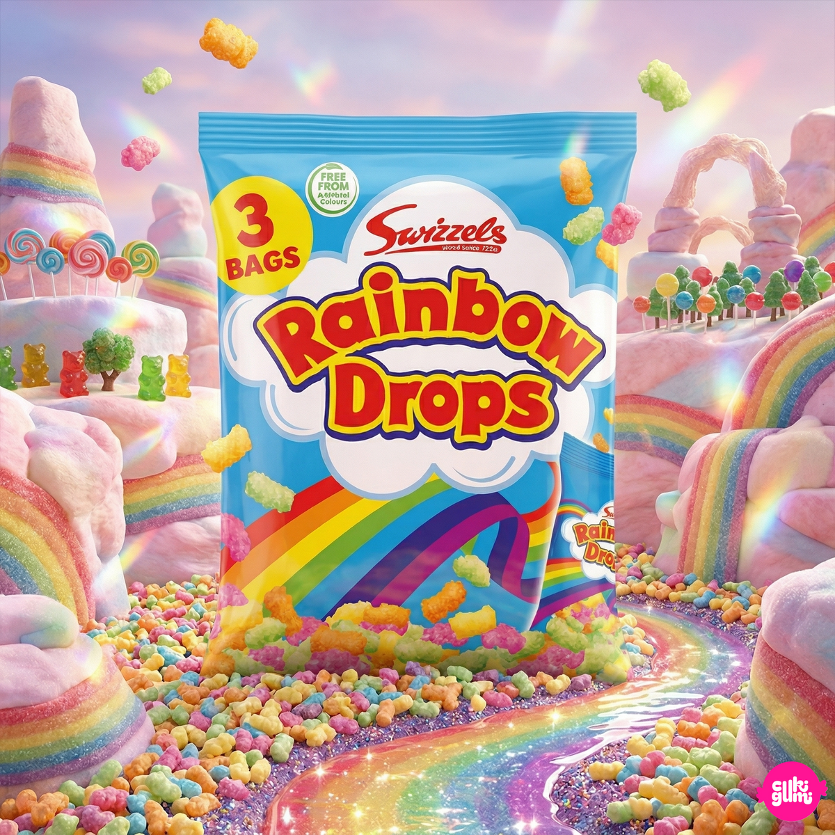 Swizzels Matlow Rainbow Drops 96 g - Bunte gepuffte Zuckerperlen