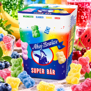 Ahoj-Brause Superbär Box 125 g – Gyümölcsízű pezsgő cukorka macik