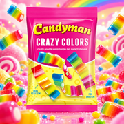 Candyman Crazy Colors 180 g – Gyümölcsízű rágós cukorkacsíkok