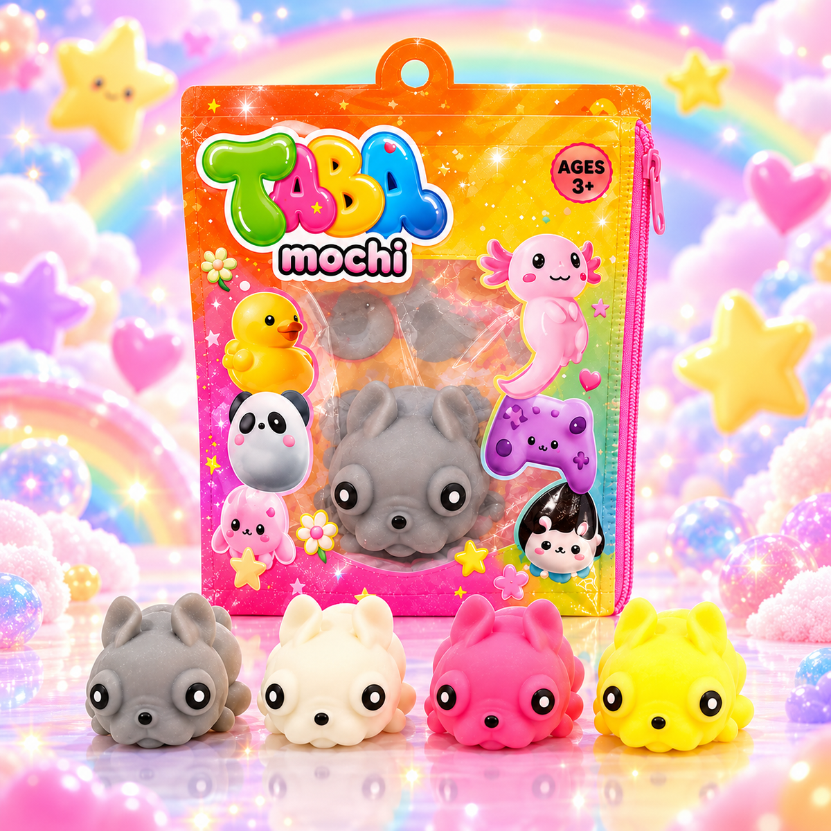 Taba Mochi Hund – Sensorisches Quetschspielzeug mit Hundemotiv 5,5 cm – Verschiedene Modelle