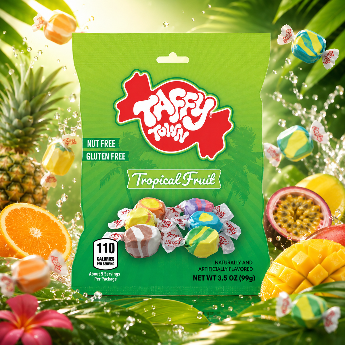 Taffy Town Tropical Fruit 99g – Assorted Tropical Fruit Chewy Taffy