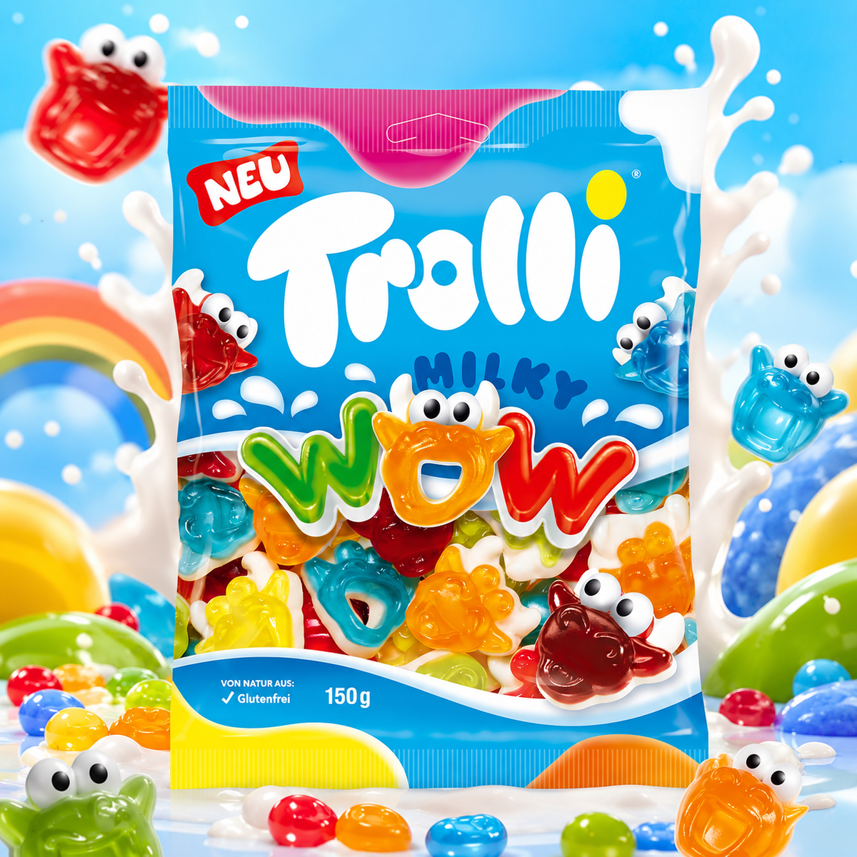 Trolli Milky WOW 150g – Milchcreme Gummikuh mit Schaumzucker