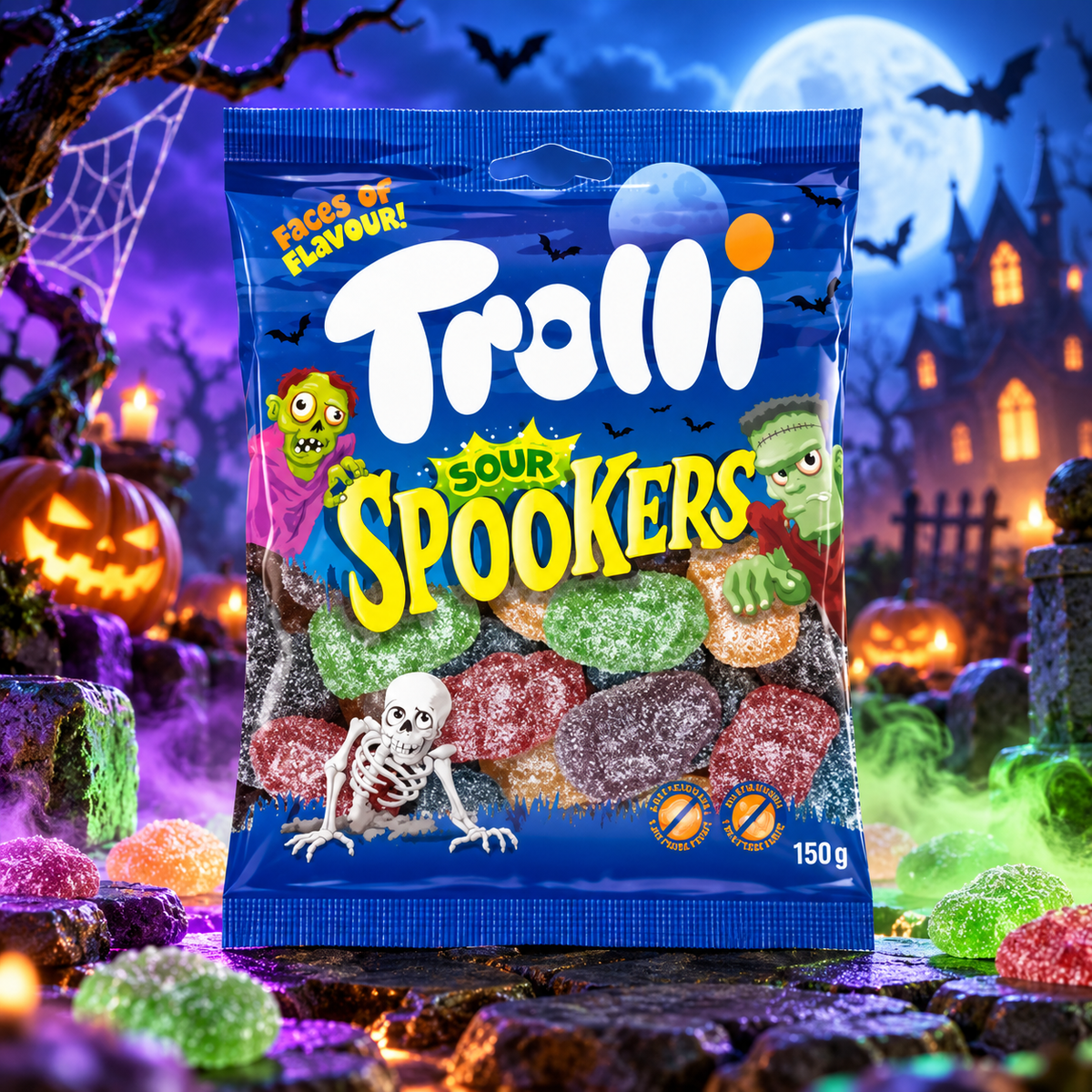 Trolli Sour Spookers – Saure Halloween-Fruchtgummis 150 g