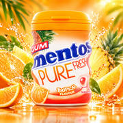 Mentos Pure Fresh Gum Tropical 90 g – Cukormentes trópusi gyümölcsízű rágógumi – lejárat: 2028.08.31.
