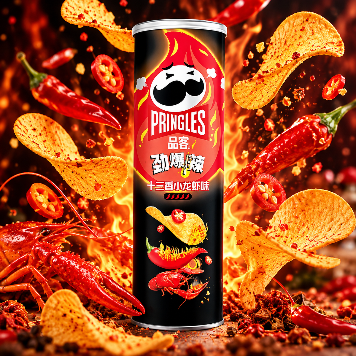 Pringles Thirteen Spices Crayfish – Kartoffel-Snack mit Geschmack nach Flusskrebs und dreizehn Gewürzen 110 g