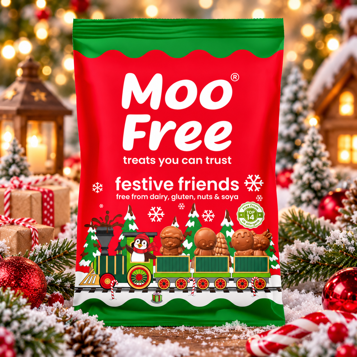 Moo Free Festive Friends – Milchfreie Schokoladenfiguren für Weihnachten 35 g