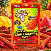 Warheads Kick'n Chili & Chamoy Ropes – Csípős-chamoy töltött savanyú cukorkakötelek 85 g