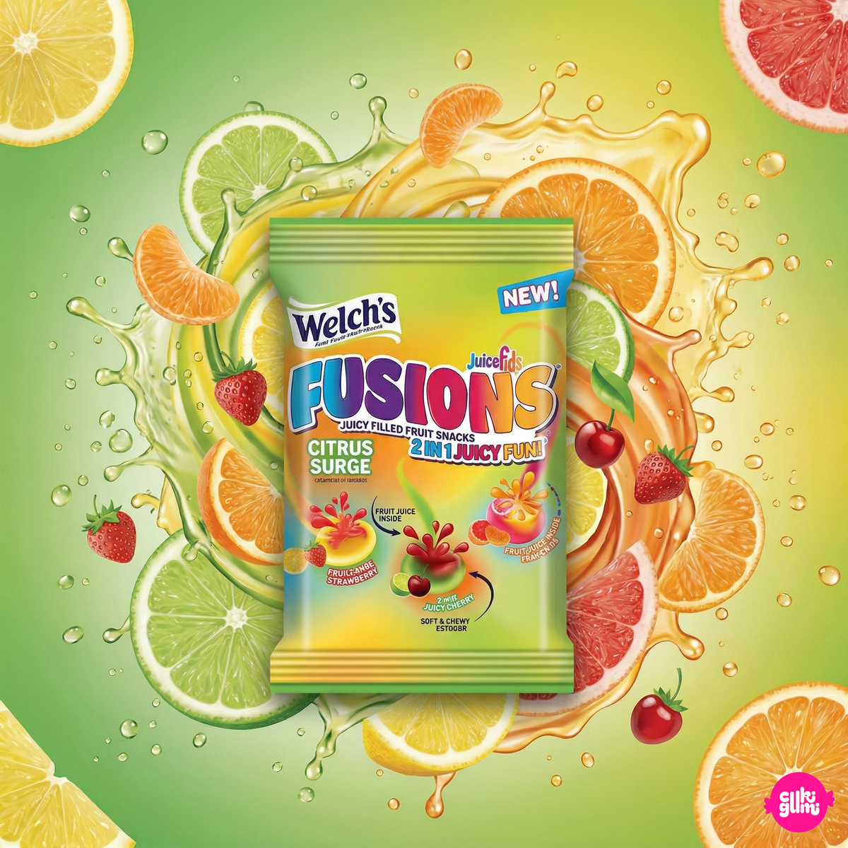 Welch's Juicefuls Fusions Citrus Surge 113 g – Citrus Fruit Puree Gummy Candy