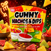 Zed Candy Gummy Nachos & Dips 51g – Fruchtgummi Nachos mit saurer Soße