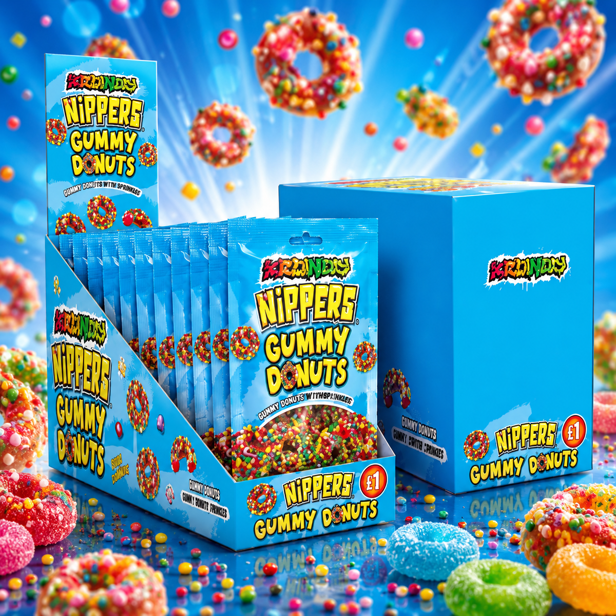 Zed Candy Screamers Nippers Gummy Donuts 75g – Extra saure Gummibärchen-Donuts mit knackigem Überzug